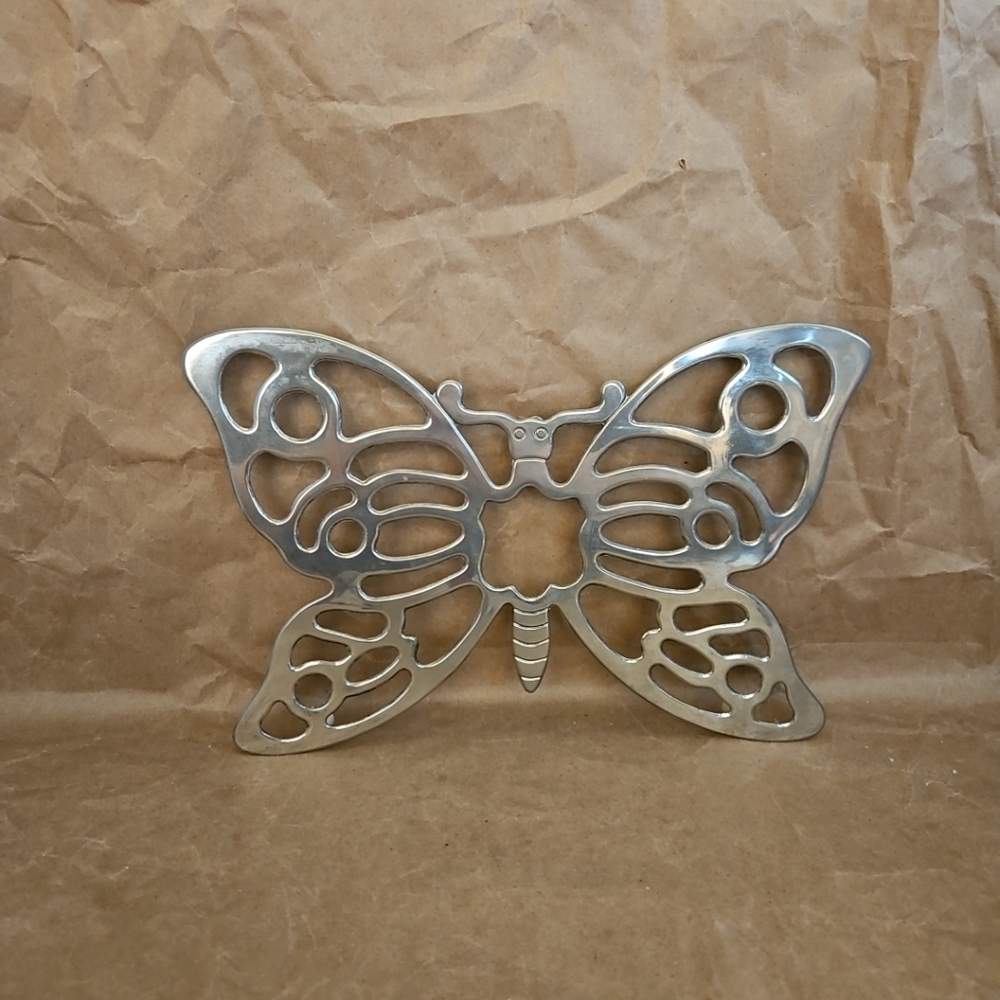 Vintage Leonard Silverplate Butterfly Trivet,  Hot Plate, Wall Hanger 10"x7"